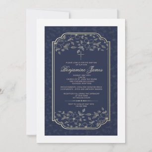 Nave Blue Floral Invitation religieuse