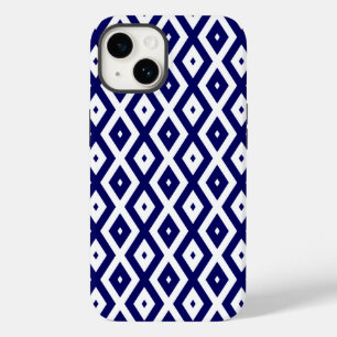Navelblauw en wit diamantpatroon Case-Mate iPhone 14 hoesje