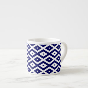 Navelblauw en wit diamantpatroon espresso kop