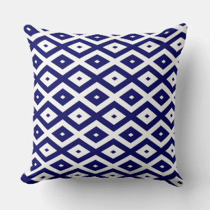 Navelblauw en wit diamantpatroon kussen