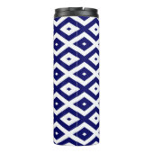 Navelblauw en wit diamantpatroon thermosbeker (Achterkant)