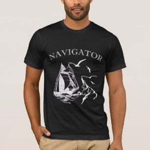 Navigator Sailboar Sailor Black American Apparel T-shirt