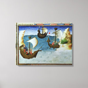Navigators die een astrolabium gebruiken canvas afdruk