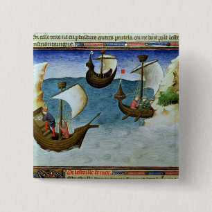 Navigators die een astrolabium gebruiken vierkante button 5,1 cm