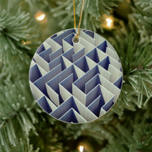 Navigeren Nostalgie: Permutatie doolhof Keramisch Ornament
