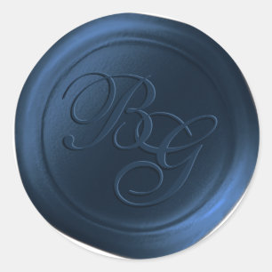 Navire Blue Calligraphie Monogramme Stickers cire