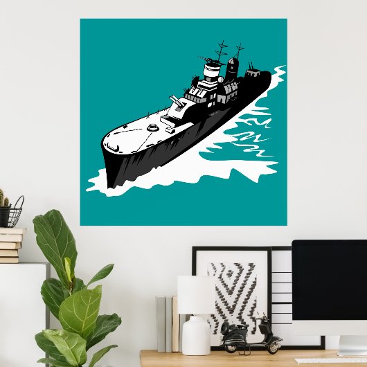 navire de guerre naval de la marine avec affiche d (Bureau à domicile)
