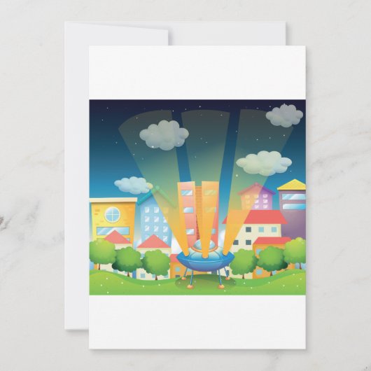 Navire Spatial Dans La Ville Invitations (Devant)