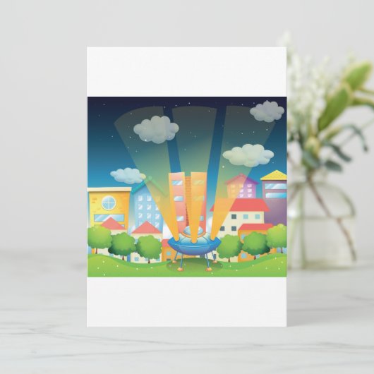 Navire Spatial Dans La Ville Invitations (Debout devant)