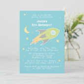 Navire spatial Rocket Cyborg Blue Invitations (Debout devant)