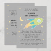 Navire spatial Rocket Galaxy Grey Invitations (Devant / Derrière)