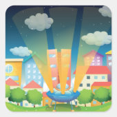 Navire Spatiale Dans La Ville Stickers (Devant)