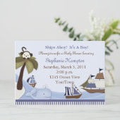 Navires Ahoy Baby Boy Shower Invitation (Debout devant)