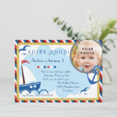 Navires Ahoy invitation d'anniversaire nautique (Debout devant)