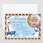 Navires Ahoy invitation d'anniversaire nautique (Devant / Derrière)