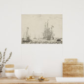 Navires hollandais - Poster d'art de Willem van de (Cuisine)