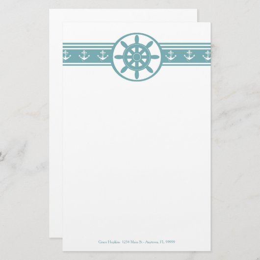 Navires turquoises Roue Papeterie personnalisée (Devant / Derrière)