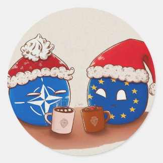 NAVO en Europese Unie Hot Chocolate Ronde Sticker
