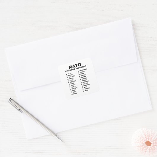 NAVO-fonetisch alfabet Vierkante Sticker (Envelop)