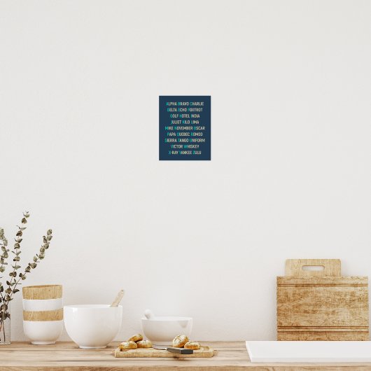 NAVO-fonetisch alfabet, vliegtuigmuur-kunst Poster (Keuken)