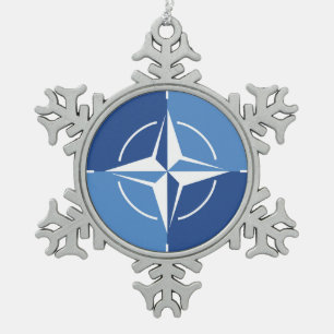 NAVO ONAT-vlagsymbool Noord-Atlantisch Verdrag Org Tin Sneeuwvlok Ornament
