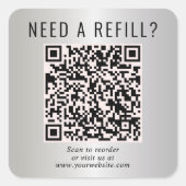 Navul QR Code Zilver Vierkante Sticker (Voorkant)