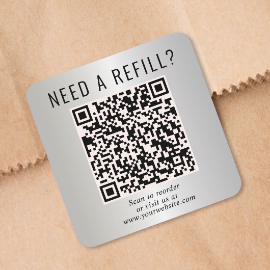 Navul QR Code Zilver Vierkante Sticker