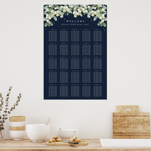 Navy 24x36" 25 Tafels van 10 Zitkaarten Poster (Keuken)