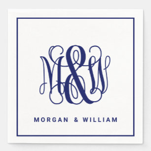 Navy 3 Initiaal Vine Script Monogram B&G DIY BG Servet