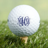 Navy 3 Initiaal Vine Script Monogram DIY BG Golfballen