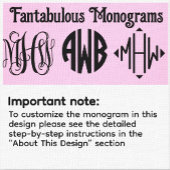 Navy 3 Initiaal Vine Script Monogram DIY BG Post-it® Notes