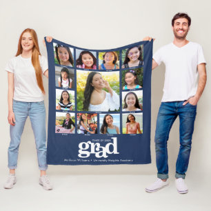 Navy Afstuderen K-12 Fotocollage Bold Modern Fleece Deken