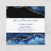 Navy Agate Gold Glitter Square Visitekaartje (Achterkant)