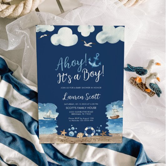 Navy Ahoys c'est un Baby shower garçon Invitation