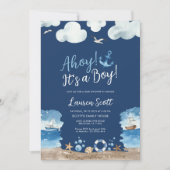 Navy Ahoys c'est un Baby shower garçon Invitation (Devant)