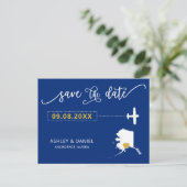 Navy Alaska Wedding Save the Date Map Briefkaart (Staand voorkant)