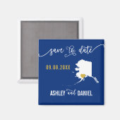Navy Alaska Wedding Save the Date Map Magneet (Voorkant / Achterkant)