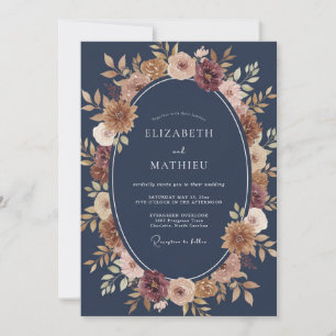 Navy Amethyst Bloemen Bruiloft Omhelzing Kaart