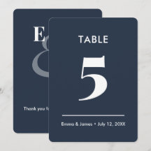 Navy Ampersand Mariage | Numéro de Table