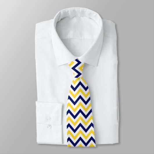 Navy, ananas, Wht Large Chevron ZigZag Pattern Stropdas (Gebonden)