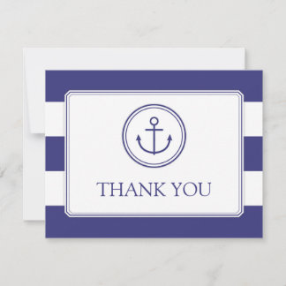 Navy Anchor Baby shower Dank u Nautical Stripes Bedankkaart