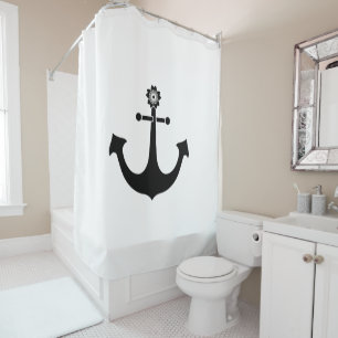 Navy anchor douchegordijn