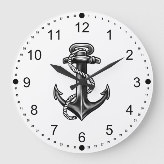 Navy Anchor en Rope Grote Klok (Voorkant)
