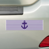 Navy Anchor met Blue Sailor Stripes Bumpersticker (Op auto)