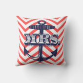 Navy Anchor mevrouw Bride Zig Zag Pattern Bride Pi Kussen (Achterkant)