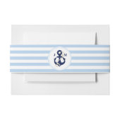 Navy Anchor Monogram Blue Sripes Nautical Wedding Uitnodigingen Wikkel (Voorkant Voorbeeld)