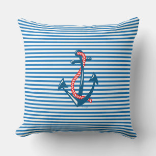 Navy Anchor, rode helling en blauwe strepen Kussen