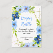 Navy and Baby Blue Floral Baby Diaper Raffle Informatiekaartje (Voorkant)