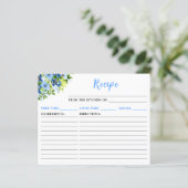 Navy and Baby Blue Floral Recipe Card (Staand voorkant)