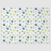 Navy and Baby Blue Flowers with Foliage Pattern Tissuepapier (Voorkant)